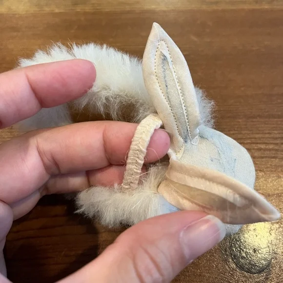 Vintage Baby Newborn Girl's Girls Crib Shoes Booties Rabbit Ears Rabbit Fur Pink - Picture 2 of 7